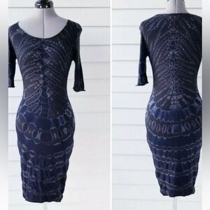 RAQUEL ALLEGRA curve hugging signature fitted stretch tie dye tunic dress 2S